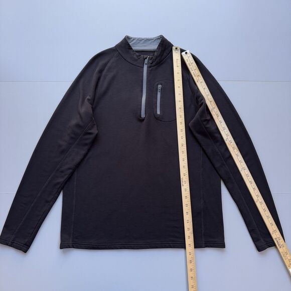 Free Fly 1/4 Zip Pullover Men Medium Fleece Lined Black Performance Bamboo Soft - Picture 4 of 7